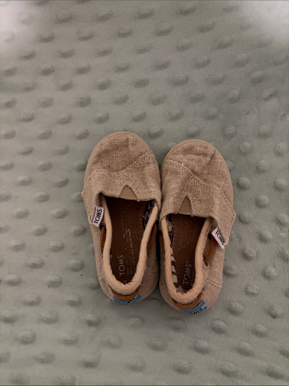 TOMS Kids Tan Canvas Slip-On Shoes (toddler)
